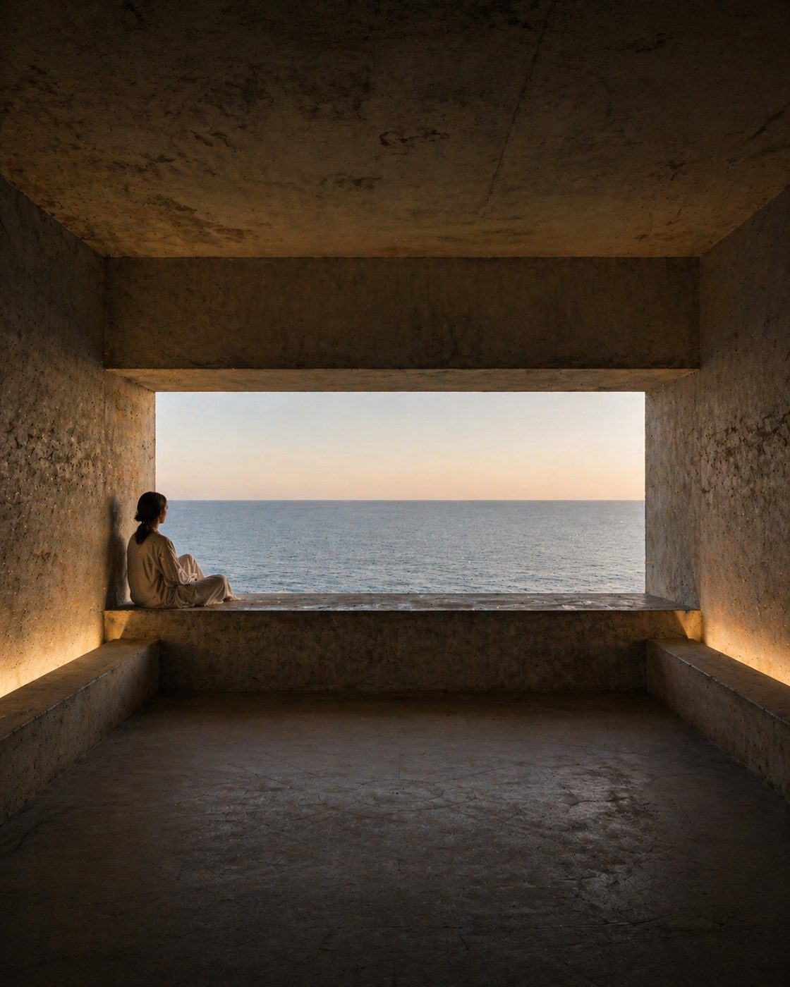 horizon room, single window facing the sea