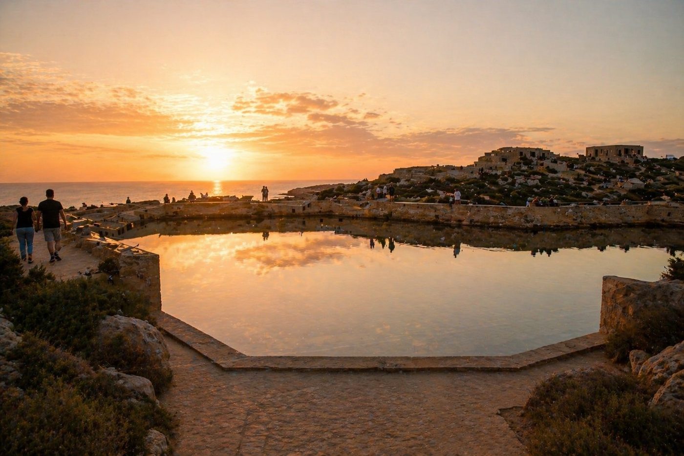 mirror landscape — reflecting basin within the fort walls