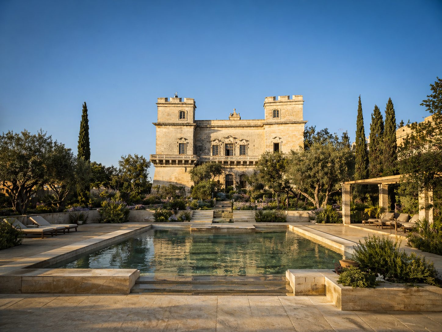 Selmun Palace and the proposed water court at sunset