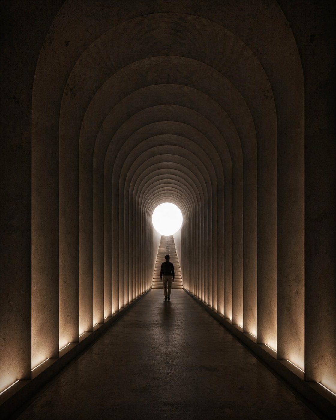 Fort Campbell — the threshold passage, vaulted descent toward light
