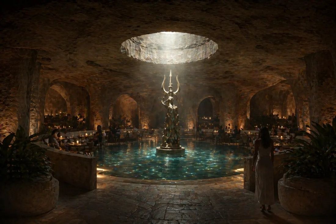 The cavern dining venue beneath the surface